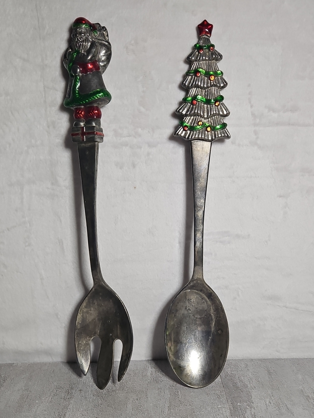 Vintage silver-plated Christmas salad serving set RARE